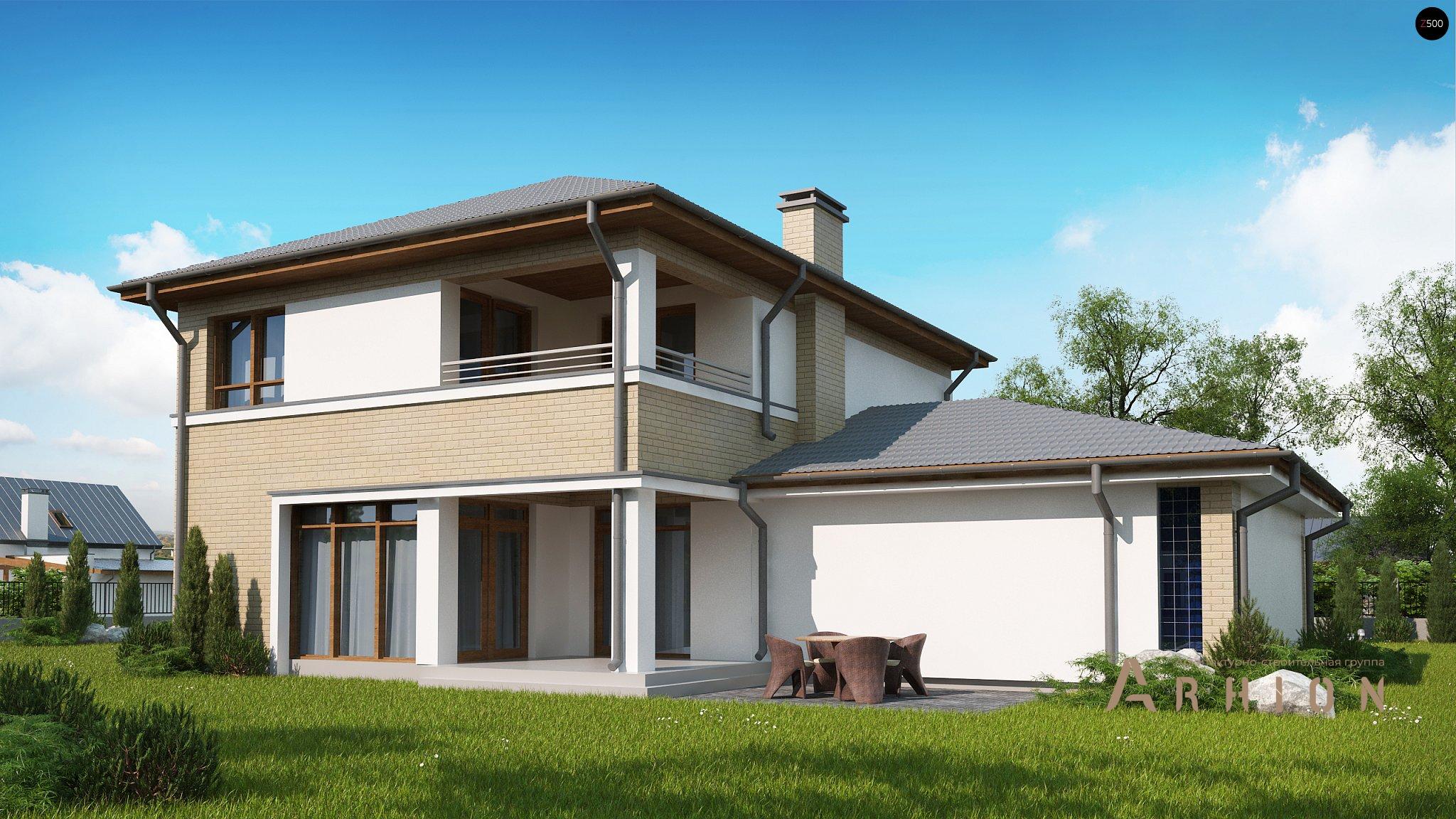 12. Проект двухэтажного дома в современном стиле с четырехскатной, Zx24 GL2, площадью - 186 кв c терассой, гаражом